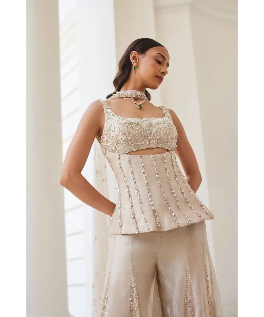 SANYA GULATI - Tissue Sharara and Corset Set